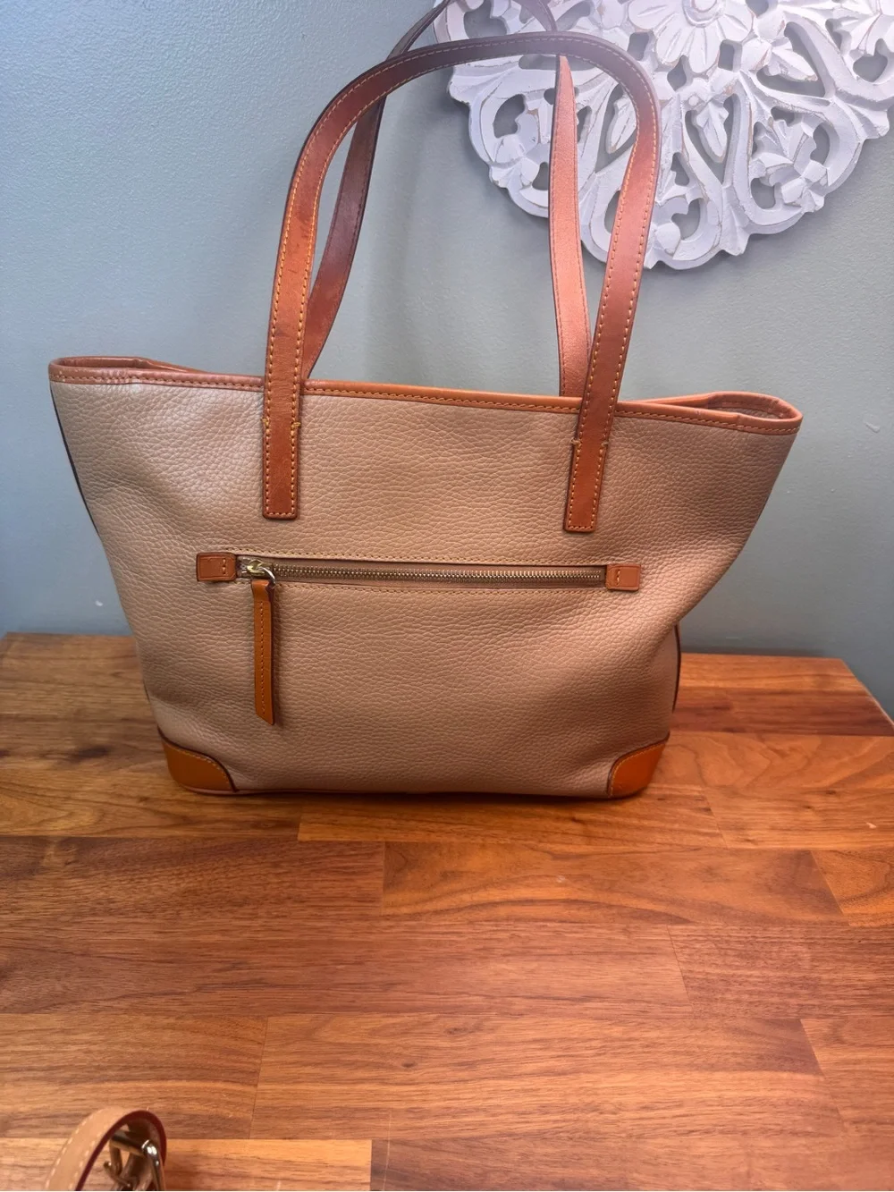 Dooney & Bourke Leather Pebble Tote Pink Lining Extended Shoulder Strap